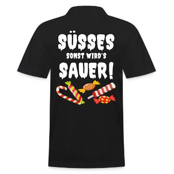 Süßes sonst wird’s sauer - Männer Poloshirt - Schwarz - Hinten - Kai (181cm)