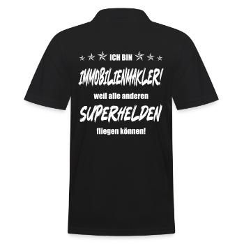 Ich bin Immobilienmakler weil ... - Männer Poloshirt - Schwarz - Hinten - Kai (181cm)