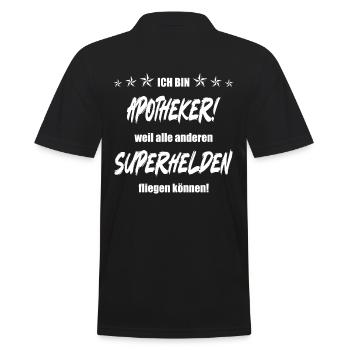 Ich bin Apotheker weil alle anderen Superhelden... - Männer Poloshirt - Schwarz - Hinten - Kai (181cm)