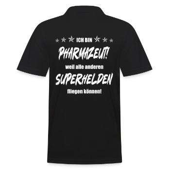 Ich bin Pharmazeut weil alle anderen Superhelden.. - Männer Poloshirt - Schwarz - Hinten - Kai (181cm)