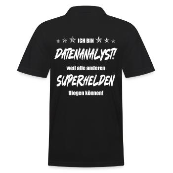 Ich bin Datenanalyst weil alle anderen Superhelden - Männer Poloshirt - Schwarz - Hinten - Kai (181cm)