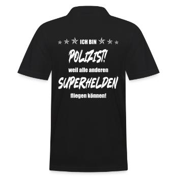 Ich bin Polizist weil alle anderen Superhelden... - Männer Poloshirt - Schwarz - Hinten - Kai (181cm)