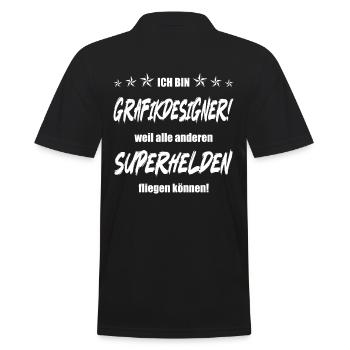 Ich bin Grafikdesigner weil alle anderen... - Männer Poloshirt - Schwarz - Hinten - Kai (181cm)