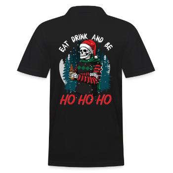 hohoho scary Skulls - Männer Poloshirt - Schwarz - Hinten - Kai (181cm)