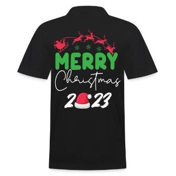 Merry Christmas 2023 - Männer Poloshirt - Schwarz - Hinten - Kai (181cm)