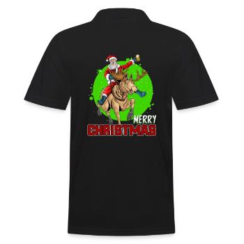 Merry Christmas Santa on Elk - Männer Poloshirt - Schwarz - Hinten - Kai (181cm)