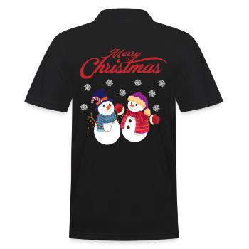 Merry Christmas Snowman’s - Männer Poloshirt - Schwarz - Hinten - Kai (181cm)