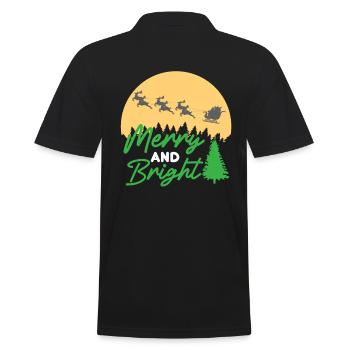 Merry And Bright Christmas - Männer Poloshirt - Schwarz - Hinten - Kai (181cm)