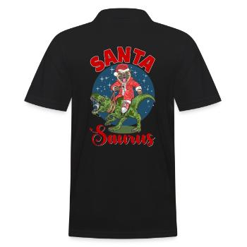 Santa Saurus - Männer Poloshirt - Schwarz - Hinten - Kai (181cm)