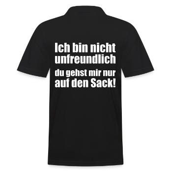 Ich bin nicht unfreundlich ... - Männer Poloshirt - Schwarz - Hinten - Kai (181cm)