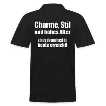 Charme, Stil und hohes Alter... - Männer Poloshirt - Schwarz - Hinten - Kai (181cm)