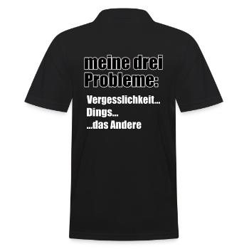 Meine drei Probleme... - Männer Poloshirt - Schwarz - Hinten - Kai (181cm)
