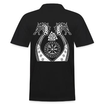 Wikinger Vegwisir Wölfe Odins Vikings Geschenk - Männer Poloshirt - Schwarz - Hinten - Kai (181cm)