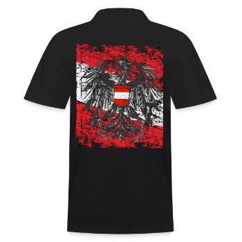 Austria Shirt Flag Coat of Arms & Eagle - Men's Polo Shirt - black - Back - Kai (181cm)
