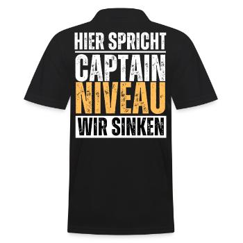 Captain Niveau. Feiern Party Lustiger Spruch Bier - Männer Poloshirt - Schwarz - Hinten - Kai (181cm)