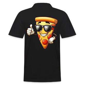 Pizza drôle avec motif de lunettes de soleil - Polo Homme - noir - Dos - Kai (181cm)