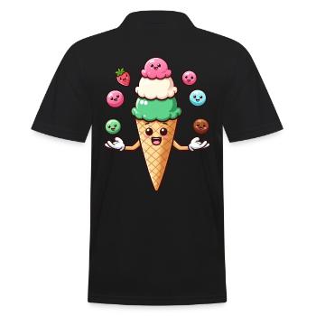 Crème glacée Crème glacée Cornet Kawaii Funny Summer Sundae - Polo Homme - noir - Dos - Kai (181cm)