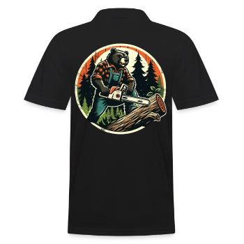 Holzfäller Bär Kraft und Natur im Einklang - Männer Poloshirt - Schwarz - Hinten - Kai (181cm)