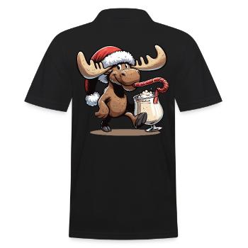Moose Rudolph Christmas moose drinks eggnog - Men's Polo Shirt - black - Back - Kai (181cm)