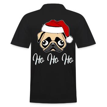 Mops Weihnachtsmann - Männer Poloshirt - Schwarz - Hinten - Kai (181cm)