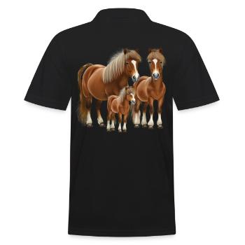 Shetland Pony Familie Shetty Family - Männer Poloshirt - Schwarz - Hinten - Kai (181cm)