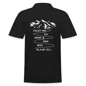 Folgt mir ich kenn den Weg Lustiger Wander Spruch - Männer Poloshirt - Schwarz - Hinten - Kai (181cm)