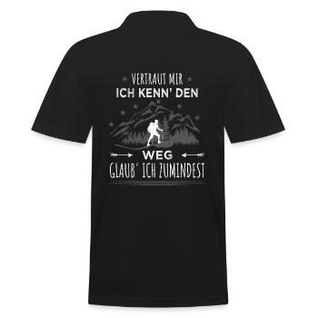 Vertraut mir Ich kenn den Weg Wander Geschenkidee - Männer Poloshirt - Schwarz - Hinten - Kai (181cm)