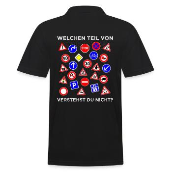 Lustiger Spruch Fahrlehrer Verkehrsschild Schilder - Männer Poloshirt - Schwarz - Hinten - Kai (181cm)
