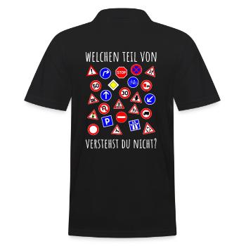Verkehrsschilder Schilder Führerschein Fahrschule - Männer Poloshirt - Schwarz - Hinten - Kai (181cm)