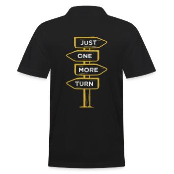 Just One More Turn Funny Hiking Quote Mountains - Men's Polo Shirt - black - Back - Kai (181cm)