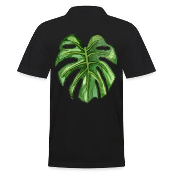 Monstera - tropical plant in watercolor - Men's Polo Shirt - black - Back - Kai (181cm)