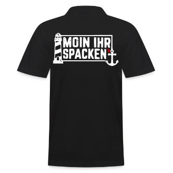 MOIN IHR SPACKEN - Ostseeliebe - Männer Poloshirt - Schwarz - Hinten - Kai (181cm)