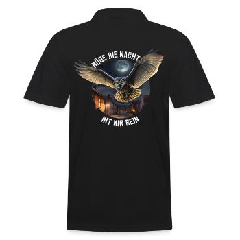 Nachteule Möge die Nacht mit mir sein Nachtdienst - Männer Poloshirt - Schwarz - Hinten - Kai (181cm)