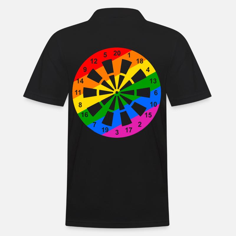 Regenbogen Dartscheibe - Männer Poloshirt - Schwarz