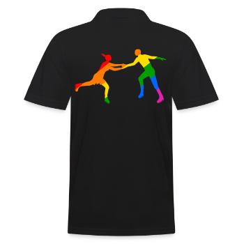 Colorful skating duet - Men's Polo Shirt - black - Back - Kai (181cm)