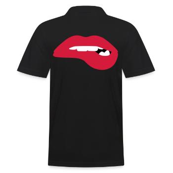 Heiße volle Lippen wollen dich verführen - Männer Poloshirt - Schwarz - Hinten - Kai (181cm)