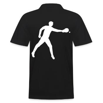 Spieler beim Tischtennis - Männer Poloshirt - Schwarz - Hinten - Kai (181cm)
