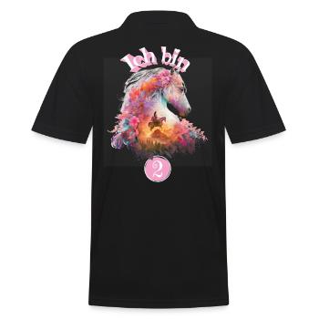2. Geburtstag Pferd Blumen Geschenk für Mädchen - Männer Poloshirt - Schwarz - Hinten - Kai (181cm)