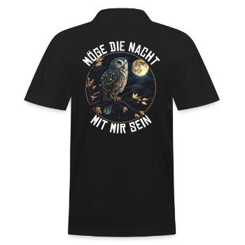 Nachteule Möge die Nacht mit mir sein Nachtdienst - Männer Poloshirt - Schwarz - Hinten - Kai (181cm)