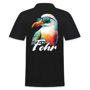 Föhr Urlaub coole bunte Möwe mit Sonnenbrille - Männer Poloshirt - Schwarz - Hinten - Kai (181cm)
