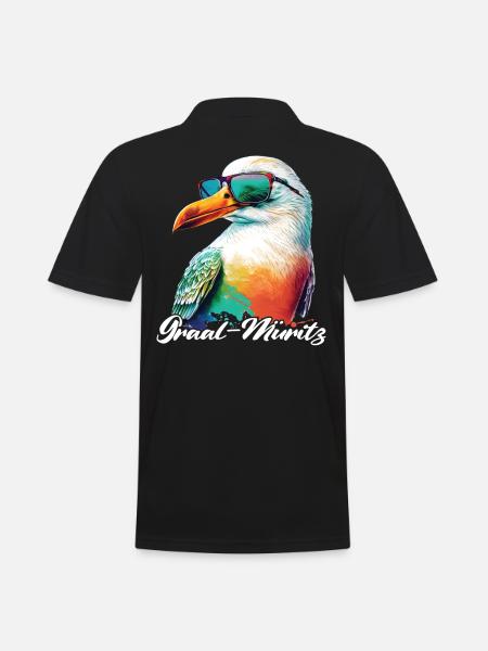 Graal Müritz Urlaub coole Möwe mit Sonnenbrille - Männer Poloshirt - Schwarz