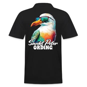 St. Peter Ording Holiday Seagull with sunglasses - Men's Polo Shirt - black - Back - Kai (181cm)