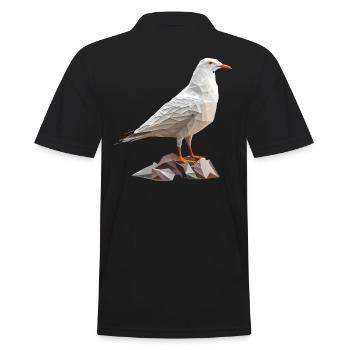 Mouette polygonale sur rochers - Polo Homme - noir - Dos - Kai (181cm)