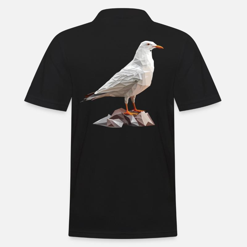 Polygon Möwe auf Felsen - Männer Poloshirt - Schwarz
