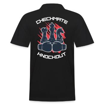 Schach und Boxen Chess Boxing Checkmate Knockout - Männer Poloshirt - Schwarz - Hinten - Kai (181cm)