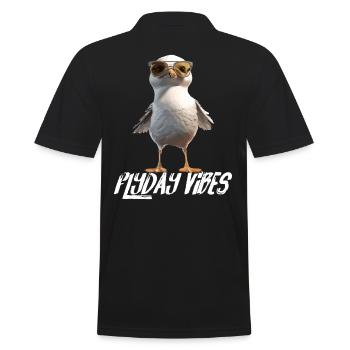 Möwe Flyday Vibes Cool Süß Sommer Urlaub - Männer Poloshirt - Schwarz - Hinten - Kai (181cm)