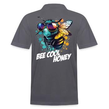 Graffiti Hummel mit Sonnenbrille Bee Cool Honey - Männer Poloshirt - Anthrazit - Hinten - Nico (186cm)