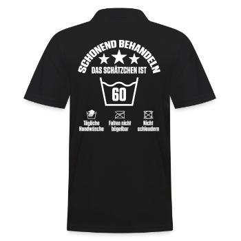 Schonend behandeln das Schätzchen ist 60 - Männer Poloshirt - Schwarz - Hinten - Kai (181cm)
