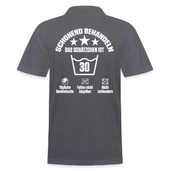 Schonend behandeln das Schätzchen ist 30 - Männer Poloshirt - Anthrazit - Hinten - Nico (186cm)
