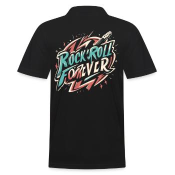 Rock n Roll forever Vintage Logo - Männer Poloshirt - Schwarz - Hinten - Kai (181cm)